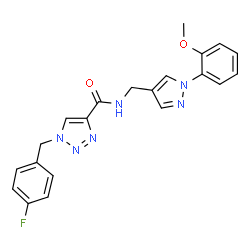 ChemSpider 2D Image | 1-(4-Fluorobenzyl)-N-{[1-(2-methoxyphenyl)-1H-pyrazol-4-yl]methyl}-1H-1,2,3-triazole-4-carboxamide | C21H19FN6O2