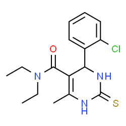 ChemSpider 2D Image | 4-(2-Chlorophenyl)-N,N-diethyl-6-methyl-2-thioxo-1,2,3,4-tetrahydro-5-pyrimidinecarboxamide | C16H20ClN3OS