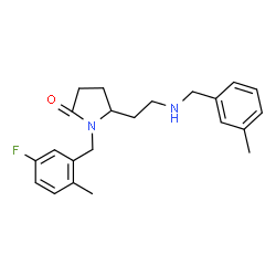 ChemSpider 2D Image | 1-(5-Fluoro-2-methylbenzyl)-5-{2-[(3-methylbenzyl)amino]ethyl}-2-pyrrolidinone | C22H27FN2O