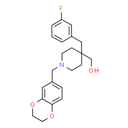 ChemSpider 2D Image | [1-(2,3-Dihydro-1,4-benzodioxin-6-ylmethyl)-4-(3-fluorobenzyl)-4-piperidinyl]methanol | C22H26FNO3
