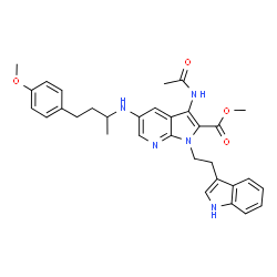 ChemSpider 2D Image | Methyl 3-acetamido-1-[2-(1H-indol-3-yl)ethyl]-5-{[4-(4-methoxyphenyl)-2-butanyl]amino}-1H-pyrrolo[2,3-b]pyridine-2-carboxylate | C32H35N5O4