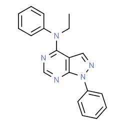 ChemSpider 2D Image | N-Ethyl-N,1-diphenyl-1H-pyrazolo[3,4-d]pyrimidin-4-amine | C19H17N5