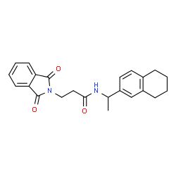ChemSpider 2D Image | 3-(1,3-Dioxo-1,3-dihydro-2H-isoindol-2-yl)-N-[1-(5,6,7,8-tetrahydro-2-naphthalenyl)ethyl]propanamide | C23H24N2O3