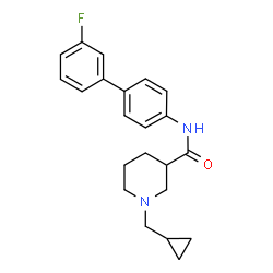 ChemSpider 2D Image | 1-(Cyclopropylmethyl)-N-(3'-fluoro-4-biphenylyl)-3-piperidinecarboxamide | C22H25FN2O