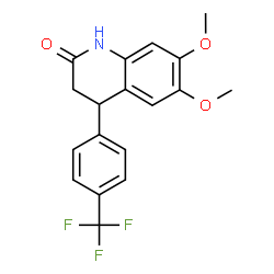 ChemSpider 2D Image | 6,7-Dimethoxy-4-[4-(trifluoromethyl)phenyl]-3,4-dihydro-2(1H)-quinolinone | C18H16F3NO3
