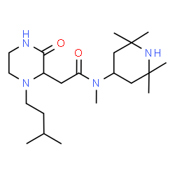 ChemSpider 2D Image | N-Methyl-2-[1-(3-methylbutyl)-3-oxo-2-piperazinyl]-N-(2,2,6,6-tetramethyl-4-piperidinyl)acetamide | C21H40N4O2