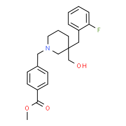 ChemSpider 2D Image | Methyl 4-{[3-(2-fluorobenzyl)-3-(hydroxymethyl)-1-piperidinyl]methyl}benzoate | C22H26FNO3