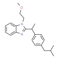 ChemSpider 2D Image | 2-[1-(4-Isobutylphenyl)ethyl]-1-(2-methoxyethyl)-1H-benzimidazole | C22H28N2O