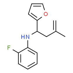ChemSpider 2D Image | 2-Fluoro-N-[1-(2-furyl)-3-methyl-3-buten-1-yl]aniline | C15H16FNO