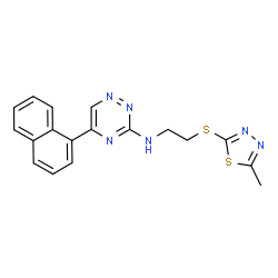 ChemSpider 2D Image | N-{2-[(5-Methyl-1,3,4-thiadiazol-2-yl)sulfanyl]ethyl}-5-(1-naphthyl)-1,2,4-triazin-3-amine | C18H16N6S2