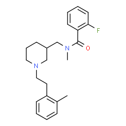 ChemSpider 2D Image | 2-Fluoro-N-methyl-N-({1-[2-(2-methylphenyl)ethyl]-3-piperidinyl}methyl)benzamide | C23H29FN2O