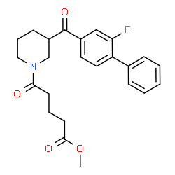 ChemSpider 2D Image | Methyl 5-{3-[(2-fluoro-4-biphenylyl)carbonyl]-1-piperidinyl}-5-oxopentanoate | C24H26FNO4
