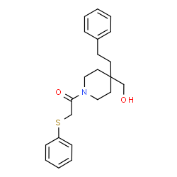 ChemSpider 2D Image | 1-[4-(Hydroxymethyl)-4-(2-phenylethyl)-1-piperidinyl]-2-(phenylsulfanyl)ethanone | C22H27NO2S