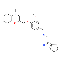 ChemSpider 2D Image | 1-[Cyclohexyl(methyl)amino]-3-(2-methoxy-4-{[(1,4,5,6-tetrahydrocyclopenta[c]pyrazol-3-ylmethyl)amino]methyl}phenoxy)-2-propanol | C25H38N4O3