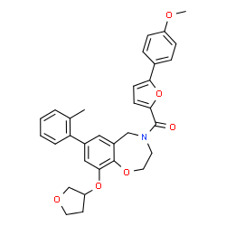 ChemSpider 2D Image | [5-(4-Methoxyphenyl)-2-furyl][7-(2-methylphenyl)-9-(tetrahydro-3-furanyloxy)-2,3-dihydro-1,4-benzoxazepin-4(5H)-yl]methanone | C32H31NO6