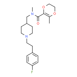ChemSpider 2D Image | N-({1-[2-(4-Fluorophenyl)ethyl]-4-piperidinyl}methyl)-N,3-dimethyl-5,6-dihydro-1,4-dioxine-2-carboxamide | C21H29FN2O3