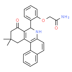 ChemSpider 2D Image | 2-[2-(2,2-Dimethyl-4-oxo-1,2,3,4,5,6-hexahydrobenzo[a]phenanthridin-5-yl)phenoxy]acetamide | C27H26N2O3