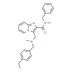 ChemSpider 2D Image | N-Benzyl-3-{[(4-ethylbenzyl)(methyl)amino]methyl}-N-methylimidazo[1,2-a]pyridine-2-carboxamide | C27H30N4O
