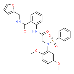 ChemSpider 2D Image | 2-{[N-(2,5-Dimethoxyphenyl)-N-(phenylsulfonyl)glycyl]amino}-N-(2-furylmethyl)benzamide | C28H27N3O7S