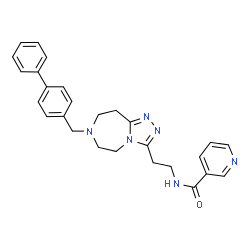 ChemSpider 2D Image | N-{2-[7-(4-Biphenylylmethyl)-6,7,8,9-tetrahydro-5H-[1,2,4]triazolo[4,3-d][1,4]diazepin-3-yl]ethyl}nicotinamide | C27H28N6O