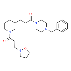 ChemSpider 2D Image | 1-(4-Benzyl-1-piperazinyl)-3-{1-[3-(1,2-oxazolidin-2-yl)propanoyl]-3-piperidinyl}-1-propanone | C25H38N4O3