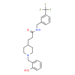 ChemSpider 2D Image | 3-[1-(2-Hydroxybenzyl)-4-piperidinyl]-N-[3-(trifluoromethyl)benzyl]propanamide | C23H27F3N2O2