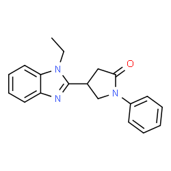 ChemSpider 2D Image | 4-(1-Ethyl-1H-benzimidazol-2-yl)-1-phenyl-2-pyrrolidinone | C19H19N3O