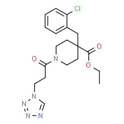 ChemSpider 2D Image | Ethyl 4-(2-chlorobenzyl)-1-[3-(1H-tetrazol-1-yl)propanoyl]-4-piperidinecarboxylate | C19H24ClN5O3