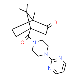 ChemSpider 2D Image | 1,7,7-Trimethyl-4-{[4-(2-pyrimidinyl)-1-piperazinyl]carbonyl}bicyclo[2.2.1]heptan-2-one | C19H26N4O2