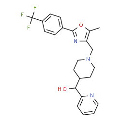 ChemSpider 2D Image | [1-({5-Methyl-2-[4-(trifluoromethyl)phenyl]-1,3-oxazol-4-yl}methyl)-4-piperidinyl](2-pyridinyl)methanol | C23H24F3N3O2