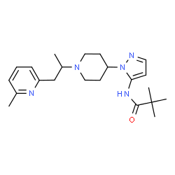 ChemSpider 2D Image | 2,2-Dimethyl-N-(1-{1-[1-(6-methyl-2-pyridinyl)-2-propanyl]-4-piperidinyl}-1H-pyrazol-5-yl)propanamide | C22H33N5O