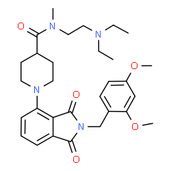 ChemSpider 2D Image | N-[2-(Diethylamino)ethyl]-1-[2-(2,4-dimethoxybenzyl)-1,3-dioxo-2,3-dihydro-1H-isoindol-4-yl]-N-methyl-4-piperidinecarboxamide | C30H40N4O5