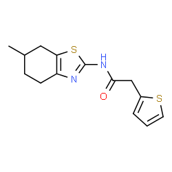 ChemSpider 2D Image | N-(6-Methyl-4,5,6,7-tetrahydro-1,3-benzothiazol-2-yl)-2-(2-thienyl)acetamide | C14H16N2OS2