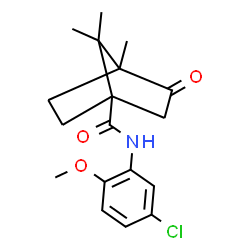 ChemSpider 2D Image | N-(5-Chloro-2-methoxyphenyl)-4,7,7-trimethyl-3-oxobicyclo[2.2.1]heptane-1-carboxamide | C18H22ClNO3