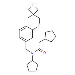 ChemSpider 2D Image | N,2-Dicyclopentyl-N-{3-[(3-methyl-3-oxetanyl)methoxy]benzyl}acetamide | C24H35NO3
