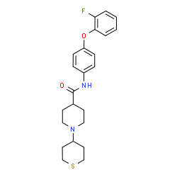 ChemSpider 2D Image | N-[4-(2-Fluorophenoxy)phenyl]-1-(tetrahydro-2H-thiopyran-4-yl)-4-piperidinecarboxamide | C23H27FN2O2S