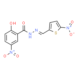 ChemSpider 2D Image | 2-Hydroxy-5-nitro-N'-[(E)-(5-nitro-2-thienyl)methylene]benzohydrazide | C12H8N4O6S