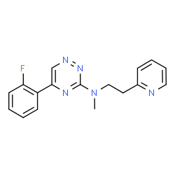 ChemSpider 2D Image | 5-(2-Fluorophenyl)-N-methyl-N-[2-(2-pyridinyl)ethyl]-1,2,4-triazin-3-amine | C17H16FN5