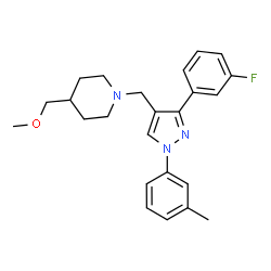 ChemSpider 2D Image | 1-{[3-(3-Fluorophenyl)-1-(3-methylphenyl)-1H-pyrazol-4-yl]methyl}-4-(methoxymethyl)piperidine | C24H28FN3O