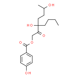 ChemSpider 2D Image | 3-Butyl-3,6-dihydroxy-2-oxoheptyl 4-hydroxybenzoate | C18H26O6