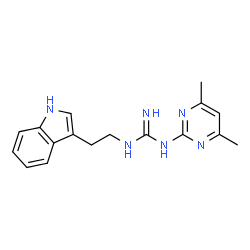 ChemSpider 2D Image | 1-(4,6-Dimethyl-2-pyrimidinyl)-3-[2-(1H-indol-3-yl)ethyl]guanidine | C17H20N6