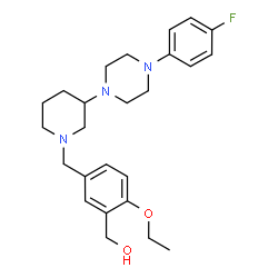 ChemSpider 2D Image | [2-Ethoxy-5-({3-[4-(4-fluorophenyl)-1-piperazinyl]-1-piperidinyl}methyl)phenyl]methanol | C25H34FN3O2