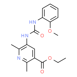 ChemSpider 2D Image | Ethyl 5-{[(2-methoxyphenyl)carbamoyl]amino}-2,6-dimethylnicotinate | C18H21N3O4