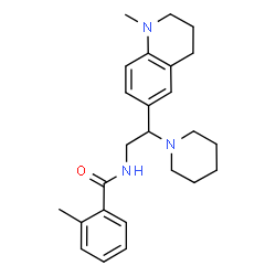ChemSpider 2D Image | 2-Methyl-N-[2-(1-methyl-1,2,3,4-tetrahydro-6-quinolinyl)-2-(1-piperidinyl)ethyl]benzamide | C25H33N3O