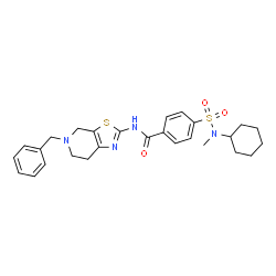 ChemSpider 2D Image | N-(5-Benzyl-4,5,6,7-tetrahydro[1,3]thiazolo[5,4-c]pyridin-2-yl)-4-[cyclohexyl(methyl)sulfamoyl]benzamide | C27H32N4O3S2