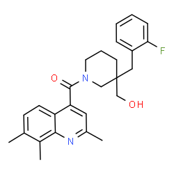ChemSpider 2D Image | [3-(2-Fluorobenzyl)-3-(hydroxymethyl)-1-piperidinyl](2,7,8-trimethyl-4-quinolinyl)methanone | C26H29FN2O2