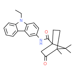 ChemSpider 2D Image | N-(9-Ethyl-9H-carbazol-3-yl)-4,7,7-trimethyl-3-oxobicyclo[2.2.1]heptane-1-carboxamide | C25H28N2O2