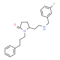 ChemSpider 2D Image | 5-{2-[(3-Fluorobenzyl)amino]ethyl}-1-(3-phenylpropyl)-2-pyrrolidinone | C22H27FN2O