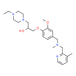 ChemSpider 2D Image | 1-(4-Ethyl-1-piperazinyl)-3-[2-methoxy-4-({methyl[(3-methyl-2-pyridinyl)methyl]amino}methyl)phenoxy]-2-propanol | C25H38N4O3