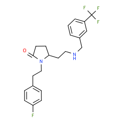 ChemSpider 2D Image | 1-[2-(4-Fluorophenyl)ethyl]-5-(2-{[3-(trifluoromethyl)benzyl]amino}ethyl)-2-pyrrolidinone | C22H24F4N2O